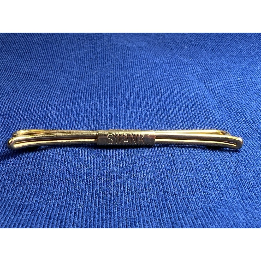 Vintage SWANK Gold Tone Collar Bar Clip Men's Dress Shirt Accessory USA
